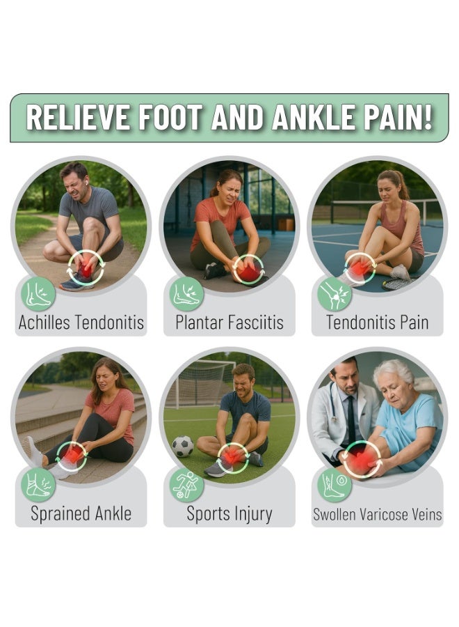 دعامة كاحل ضاغطة قابلة للتعديل للرجال والنساء - أحزمة ناعمة لـتخفيف التهاب وتر العرقوب والدعم الرياضي - Image 4