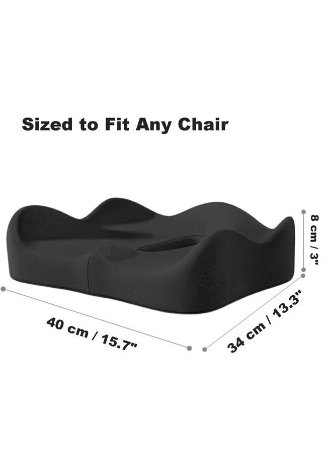 Aikenn W-shaped Seat Cushion Breathable Cushions Hemorrhoid Cushion Coccyx Cushion Office Chair Cushions Memory Foam Cushions Ergonomic Design Cushions Suitable For Long-Term Sitting And Driving Sciatica (Black) - Image 2