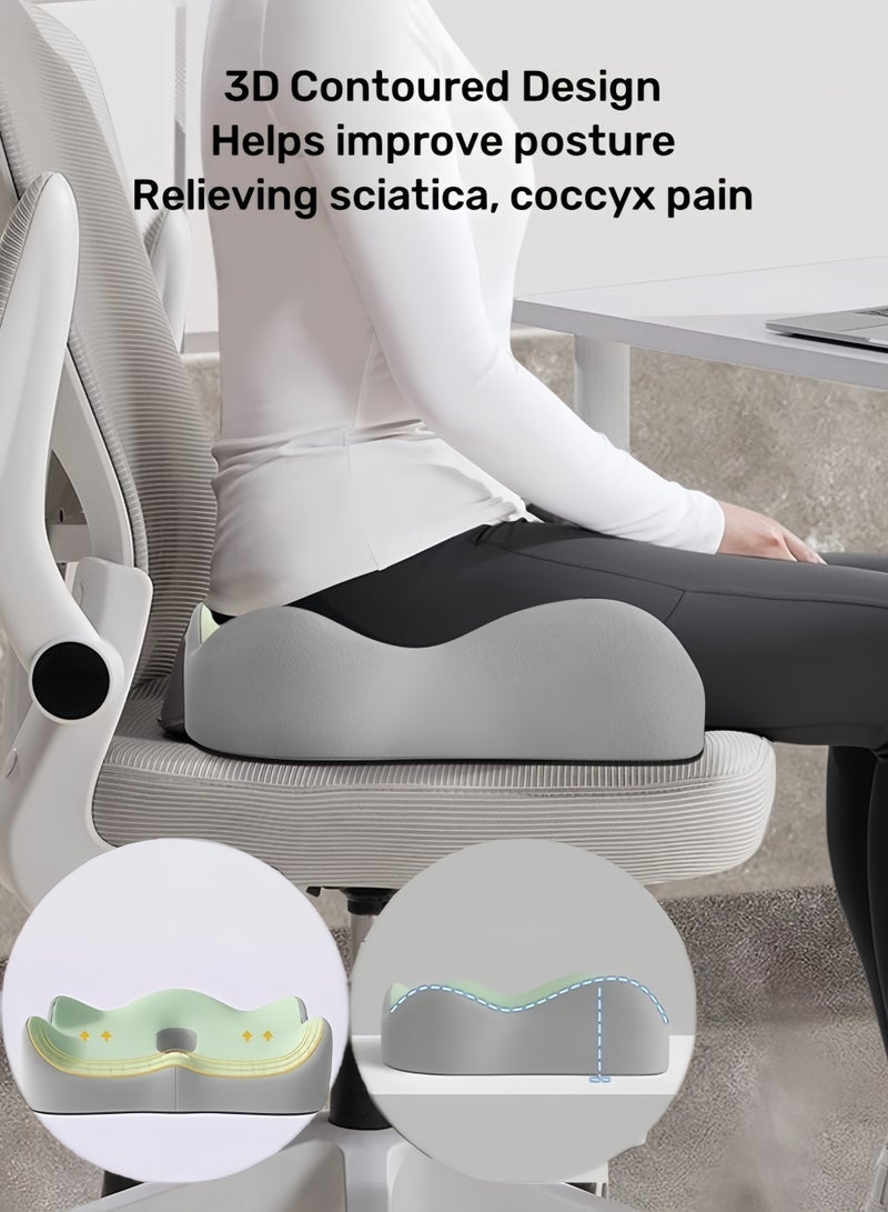 Aikenn W-shaped Seat Cushion Breathable Cushions Hemorrhoid Cushion Coccyx Cushion Office Chair Cushions Memory Foam Cushions Ergonomic Design Cushions Suitable For Long-Term Sitting And Driving Sciatica (Black) - Image 5