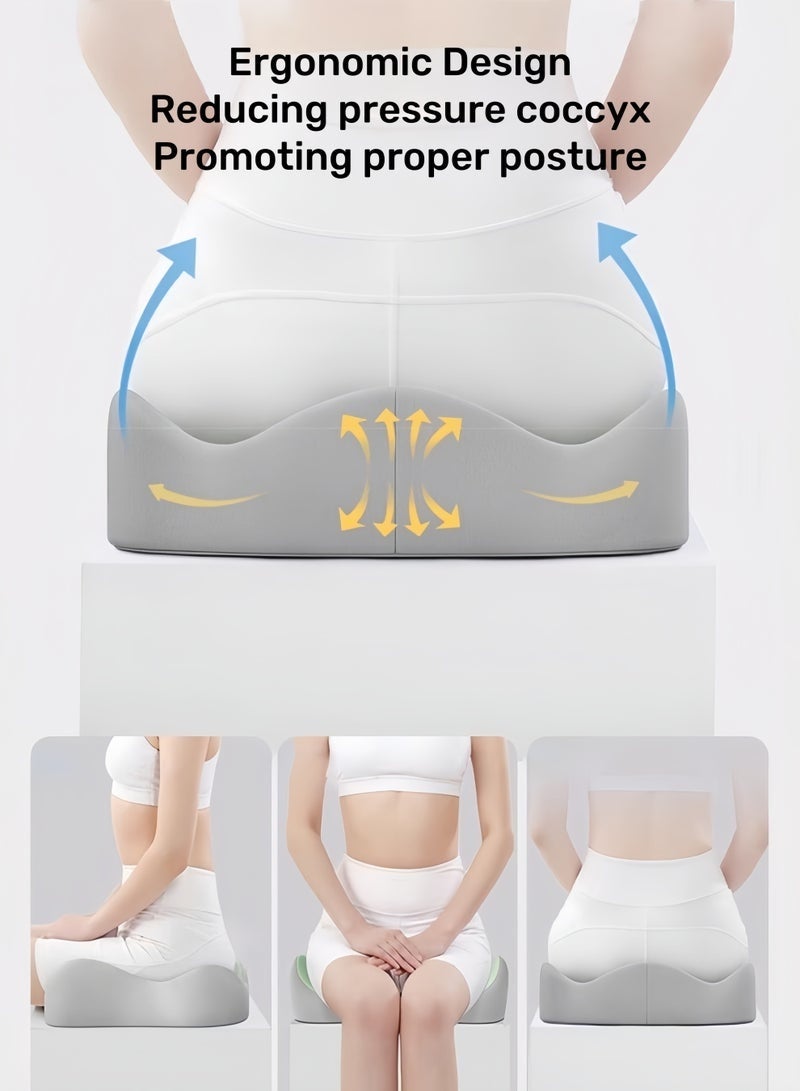 Aikenn W-shaped Seat Cushion Breathable Cushions Hemorrhoid Cushion Coccyx Cushion Office Chair Cushions Memory Foam Cushions Ergonomic Design Cushions Suitable For Long-Term Sitting And Driving Sciatica (Black) - Image 3