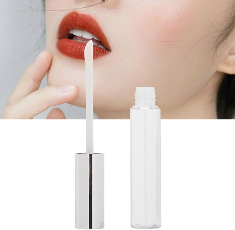 Refillable Lip Gloss Bottle, Empty Lip Oil Tube Container, 50pcs 10ml DIY Lip Gloss Bottles with Silver, Transparent Plastic Makeup Tool for Lip Gloss Lip Oil Lip Dye Fluid - Image 1