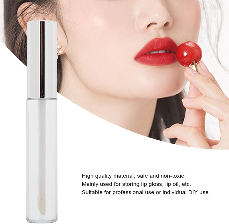 Refillable Lip Gloss Bottle, Empty Lip Oil Tube Container, 50pcs 10ml DIY Lip Gloss Bottles with Silver, Transparent Plastic Makeup Tool for Lip Gloss Lip Oil Lip Dye Fluid - Image 5