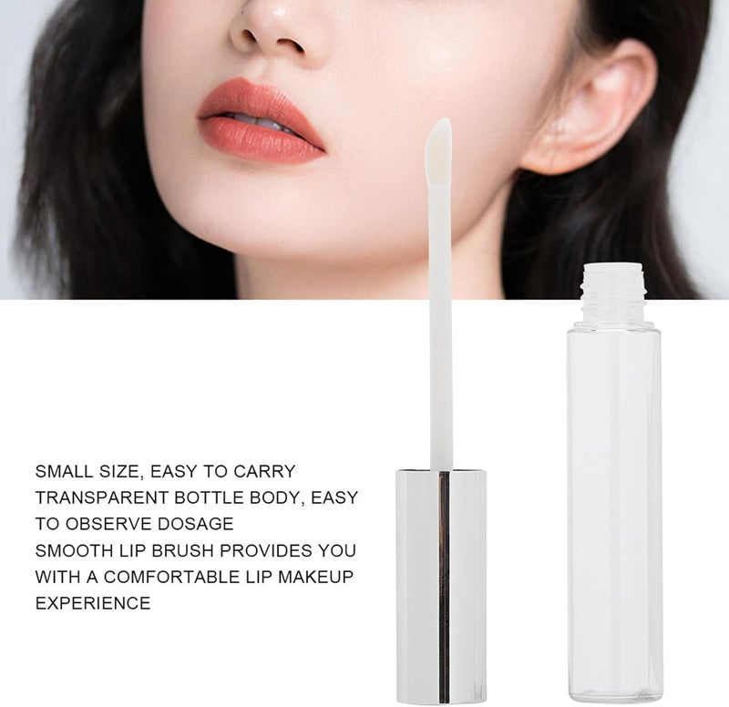 Refillable Lip Gloss Bottle, Empty Lip Oil Tube Container, 50pcs 10ml DIY Lip Gloss Bottles with Silver, Transparent Plastic Makeup Tool for Lip Gloss Lip Oil Lip Dye Fluid - Image 2