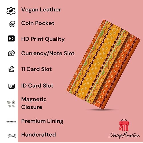 ShopMantra Wallet for Women's | Women's Wallet | Unique Print | Clutch | Made with Vegan Leather | Holds Upto 11 Cards 1 ID Slot | 2 Notes and 1 Coin Compartment | Magnetic Closure | Multicolor - Image 2