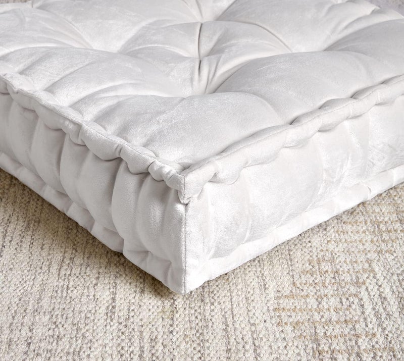 9villa Velvet Floor Cushion - Soft & Thick Micro-Fiber Filler - Large Size Cushion for Sofa, Reading Book, Living Room, Balcony, Garden, Yoga, Meditation - 50x50x10 cm (Gray) - Image 2