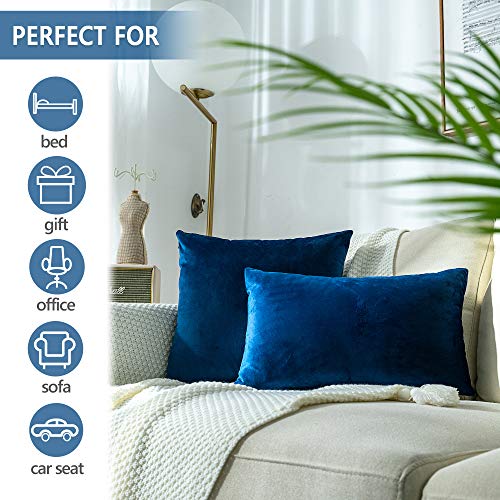 Stellhome Pack of 2 Velvet Pillow Covers Square Decorative Cushion Covers for Bed Couch Sofa Bench, 24 x 24 inch (60 x 60 cm), Navy Blue - Image 5