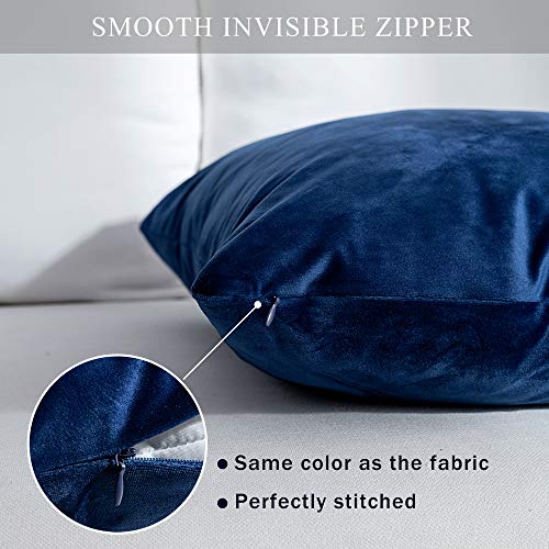 Stellhome Pack of 2 Velvet Pillow Covers Square Decorative Cushion Covers for Bed Couch Sofa Bench, 24 x 24 inch (60 x 60 cm), Navy Blue - Image 3