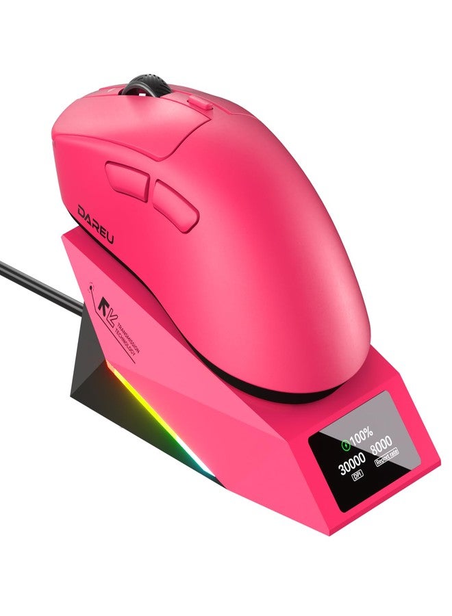 DAREU AE7 Pro Wireless Gaming Mouse with Charging Dock, 62g Right-Handed Mouse, 30K DPI Custom P3950 Sensor, 8 kHz Polling, Tri-Mode connectivity,6 Programmable Buttons - Image 1