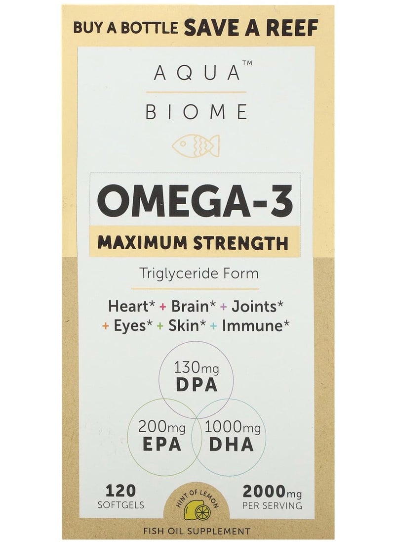 ENZYMEDICA Maximum Strength, Omega-3, Lemon, 2,000 mg, 120 Soft Gels (1,000 mg per Softgel) 