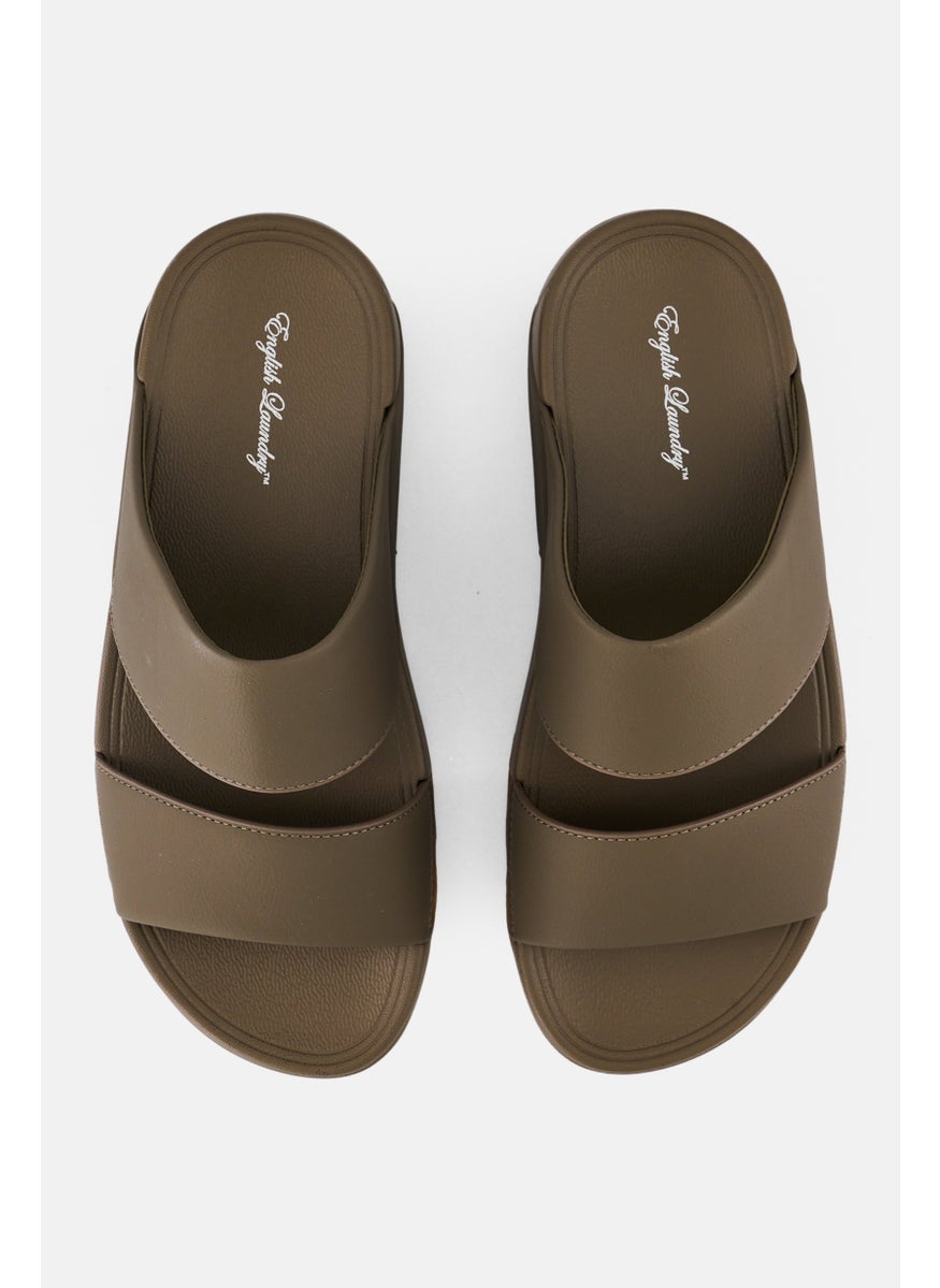 English Laundry Men 2 Strap Slip On Arabic Sandals, Dark Olive  - Image 2