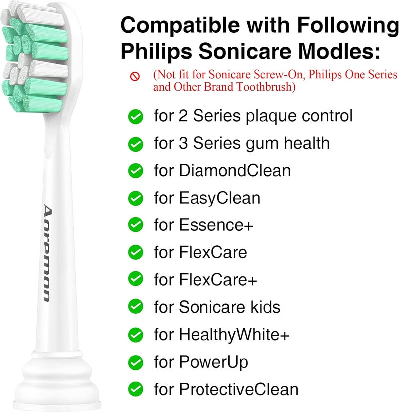 Aoremon Replacement Heads for Sonicare - Toothbrush Heads Compatible with Philips Sonicare Snap-on Electric Toothbrush (White),8 Pcs - Image 5