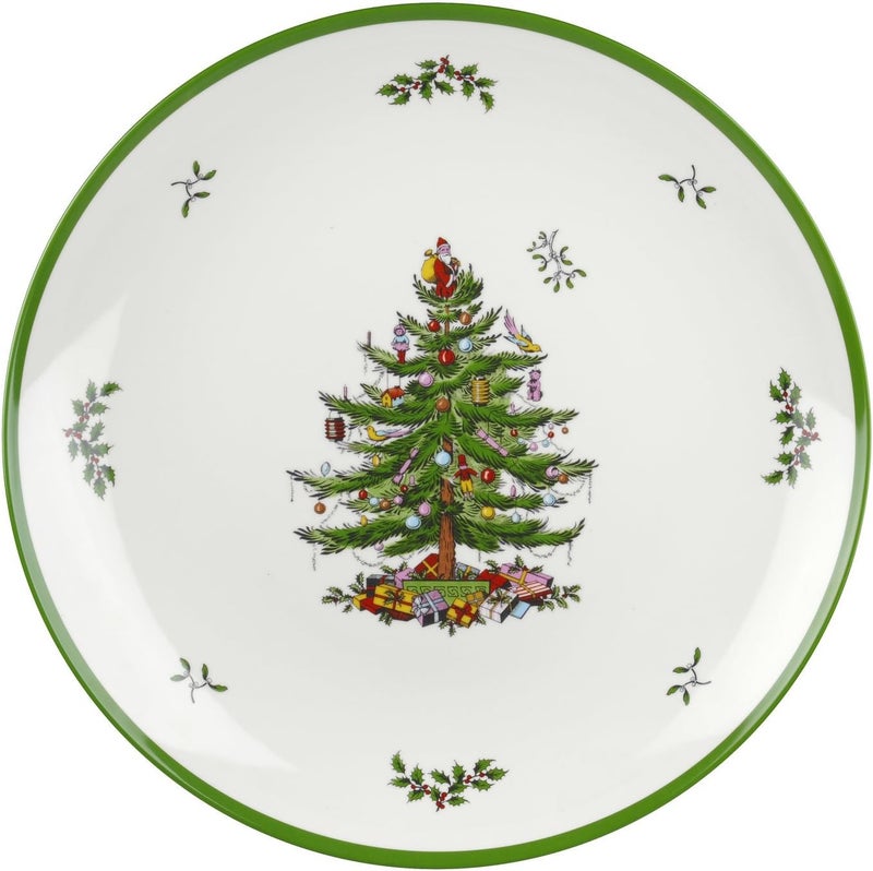 Spode Christmas Tree Melamine Round Platter - 14 Inch Shatterproof Serving Plate for Holiday Meals, Holiday Party - Festive Tableware for Indoor & Outdoor Use, Dishwasher Safe Christmas Dinnerware - Image 1