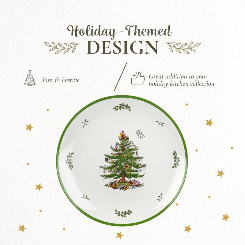 Spode Christmas Tree Melamine Round Platter - 14 Inch Shatterproof Serving Plate for Holiday Meals, Holiday Party - Festive Tableware for Indoor & Outdoor Use, Dishwasher Safe Christmas Dinnerware - Image 3