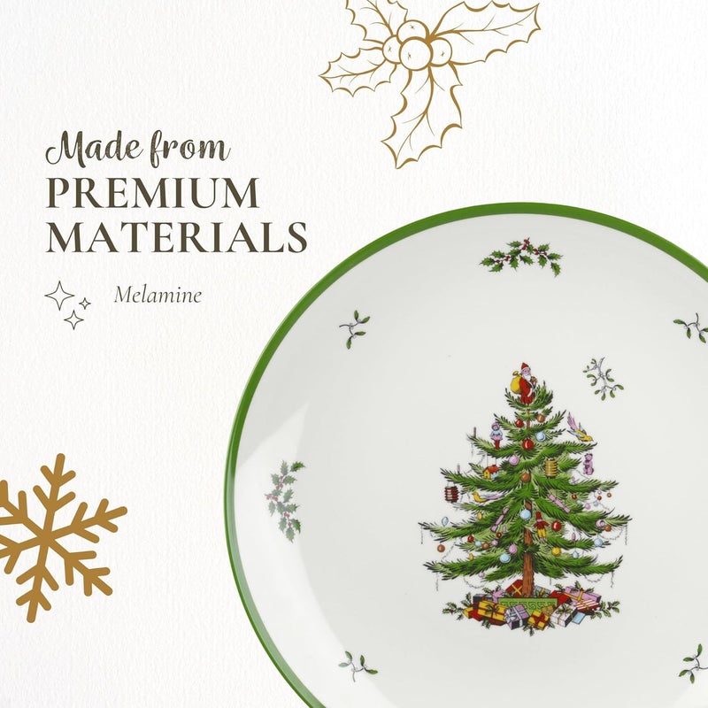 Spode Christmas Tree Melamine Round Platter - 14 Inch Shatterproof Serving Plate for Holiday Meals, Holiday Party - Festive Tableware for Indoor & Outdoor Use, Dishwasher Safe Christmas Dinnerware - Image 4