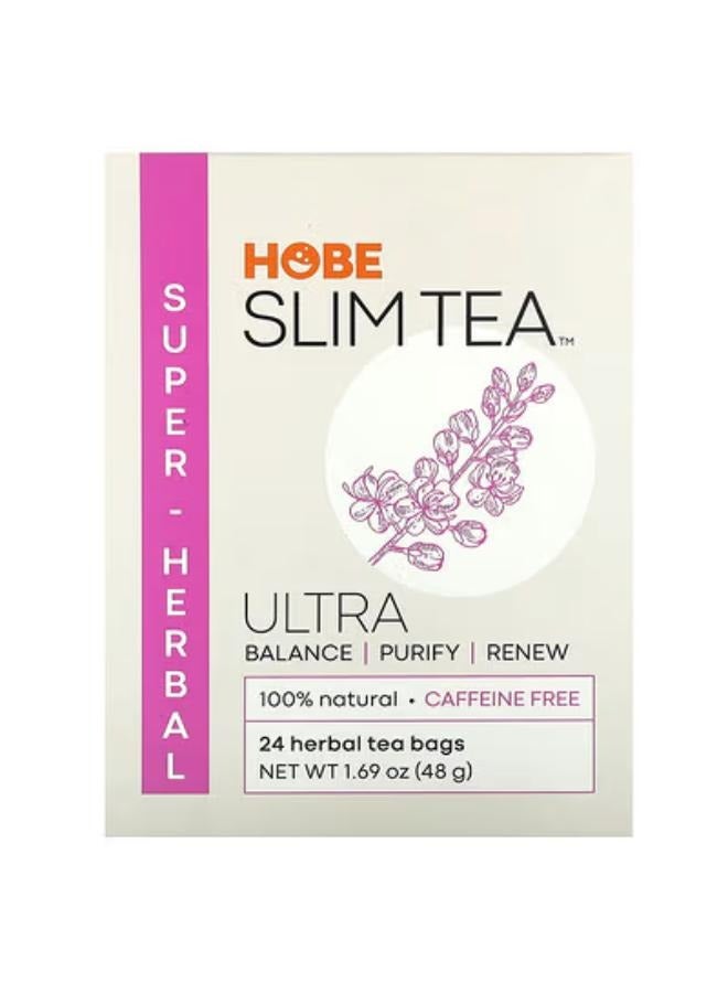 Hobe Labs Ultra Slim Tea, Super Herbal, Caffeine Free, 24 Herbal Tea Bags, 1.69 oz (48 g) Each