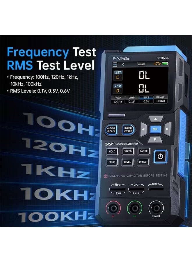 فنيرسي جهاز قياس FNIRSI LC1020E LCR بتردد 100 كيلوهرتز، 19,999 عدادًا لاختبار المقاومات والمكثفات والمحثات، مع كشف تلقائي للمكونات، وقياس ESR/Q/D/θ/X، وشاشة TFT ملونة مقاس 2.8 بوصة، وشاشة عرض مزدوجة المعلمات، ومعايرة مفتوحة/قصيرة - Image 2