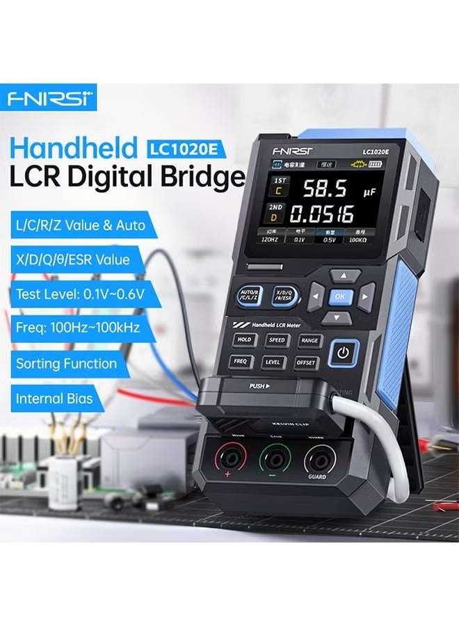 فنيرسي جهاز قياس FNIRSI LC1020E LCR بتردد 100 كيلوهرتز، 19,999 عدادًا لاختبار المقاومات والمكثفات والمحثات، مع كشف تلقائي للمكونات، وقياس ESR/Q/D/θ/X، وشاشة TFT ملونة مقاس 2.8 بوصة، وشاشة عرض مزدوجة المعلمات، ومعايرة مفتوحة/قصيرة - Image 1