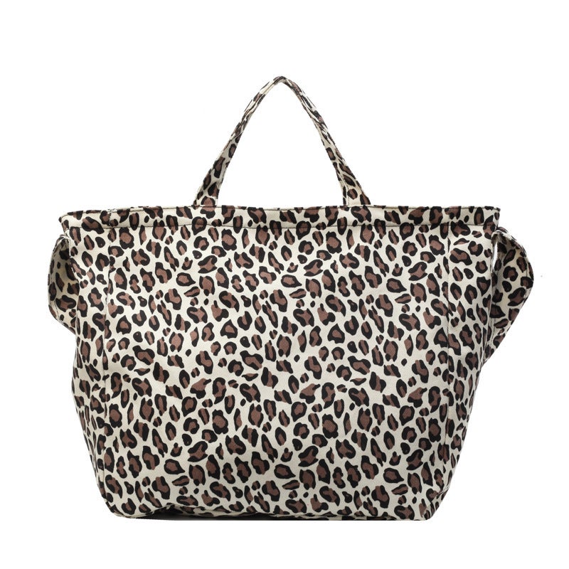Niche Leopard Print Canvas Tote Bag Women'S Bag Casual Large Capacity Fashion Hand Bag Korean Style Western Style Shoulder Messenger Bag - Image 1