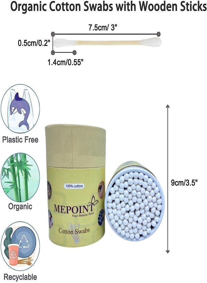 MEPOINT Cotton Swabs Wooden Cotton Buds, Eco-Friendly Double Tips, Ear Sticks Natural Cotton Swabs 100pcs - Image 2