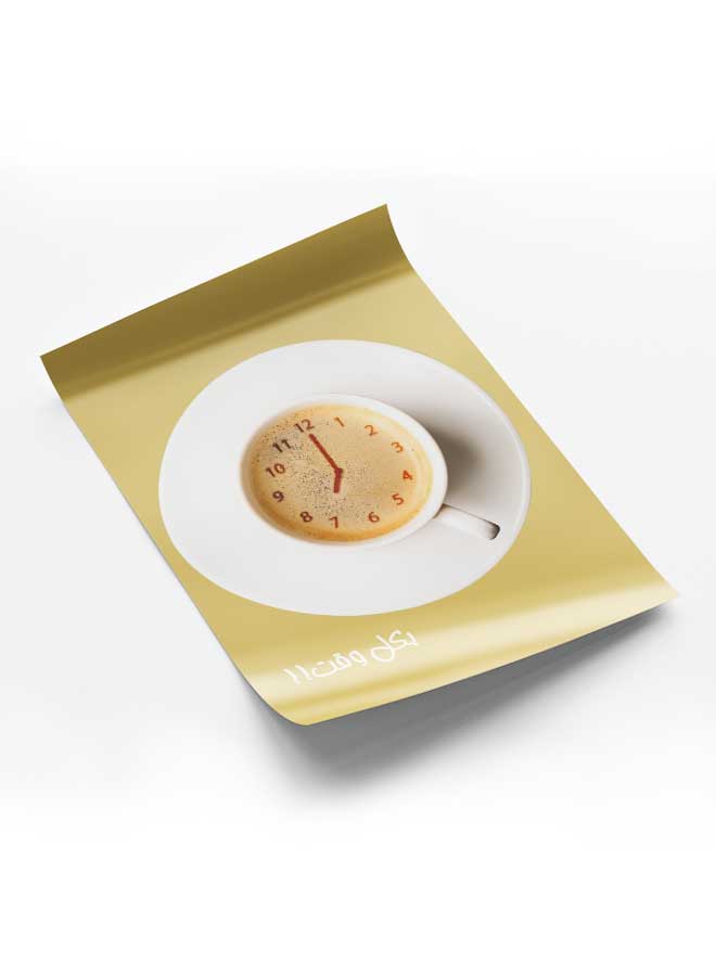 لوحة بوستر ديكور لوحة بدون فريم مع أربع قطع منفصلة من اللاصق ذو الوجهين تصميم ساعة القهوة غرفة النوم غرفة المعيشة وديكور المكتب - Image 1