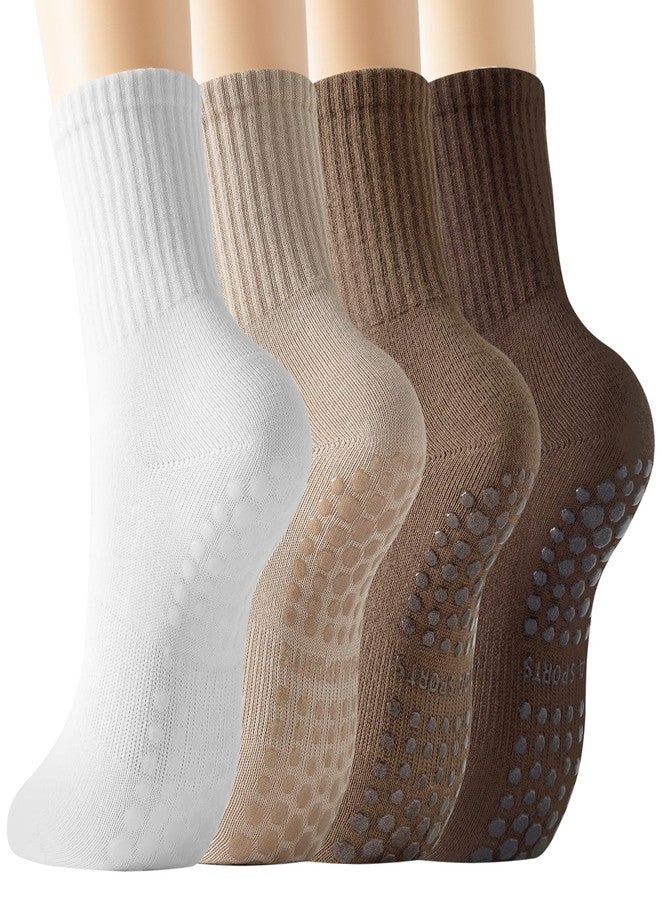 BISOUSOX Pilates Socks with Grips for Women, Grippy Socks Woman Yoga Barre Crew Ankle Sticky Ballet Slipper Hospital - Image 1