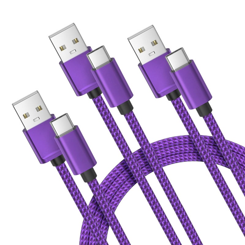 Basesailor for iPhone 17 16 Pro Max Charger Cord,USB to USB C Cable,Type C Charging Power Cord for Apple 17e 15 iPad 10 Air 4 5,Samsung Galaxy S26 S25 S24 S23,Purple,3Pack 1.5/3.3/6.6FT(0.5/1/2M) - Image 1