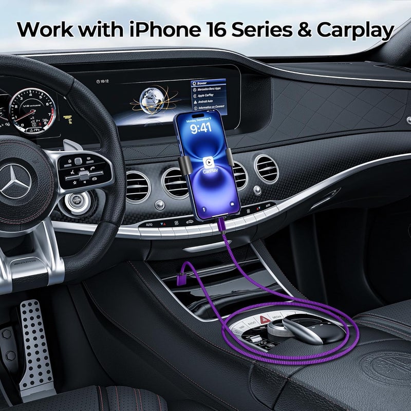 Basesailor for iPhone 17 16 Pro Max Charger Cord,USB to USB C Cable,Type C Charging Power Cord for Apple 17e 15 iPad 10 Air 4 5,Samsung Galaxy S26 S25 S24 S23,Purple,3Pack 1.5/3.3/6.6FT(0.5/1/2M) - Image 4