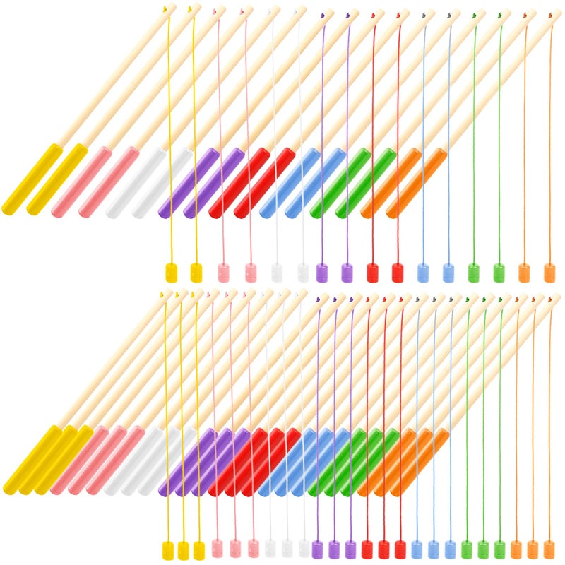 Feradny 40 Pcs 10 Inch Kids Magnetic Fishing Poles Wooden Magnetic Fishing Rods Colorful Wooden Fishing Games for Kindergarten Boys Girls Fishing Game Birthday Gifts 8 Colors - Image 3