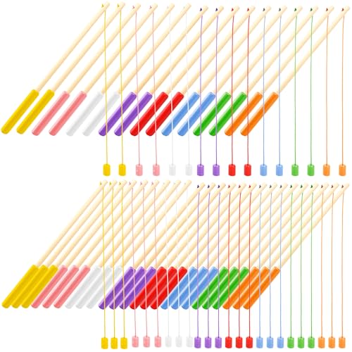 Feradny 40 Pcs 10 Inch Kids Magnetic Fishing Poles Wooden Magnetic Fishing Rods Colorful Wooden Fishing Games for Kindergarten Boys Girls Fishing Game Birthday Gifts 8 Colors - Image 1