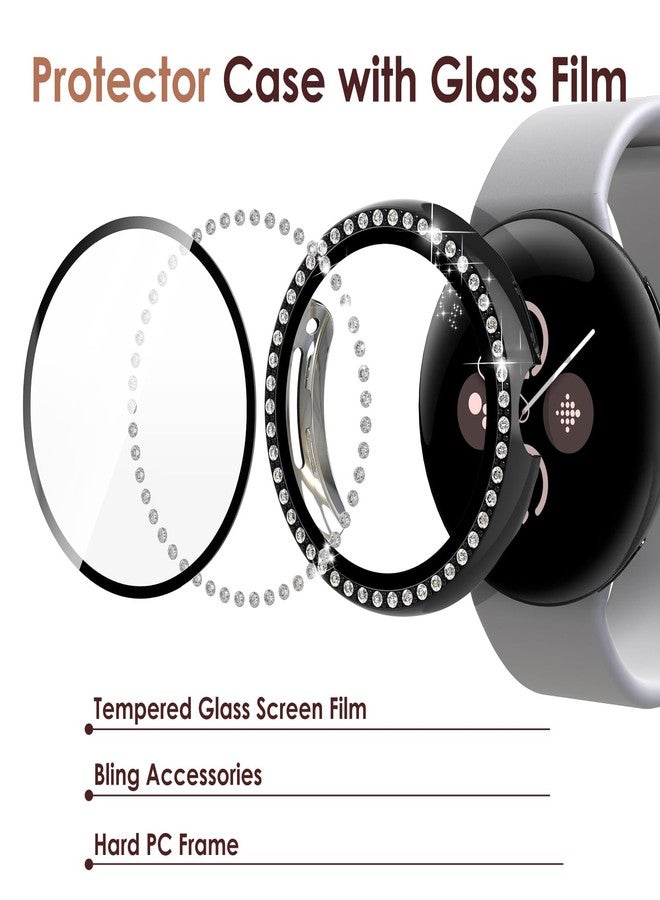 Simpeak 5-Pack Bling Case Screen Protector Compatible with Google Pixel Watch 2 (2023) /Pixel Watch 41mm Smartwatch, Full Protection, HD Clear, High Sensitivity - Rose Pink/Clear/Silver/Black/Gold - Image 2