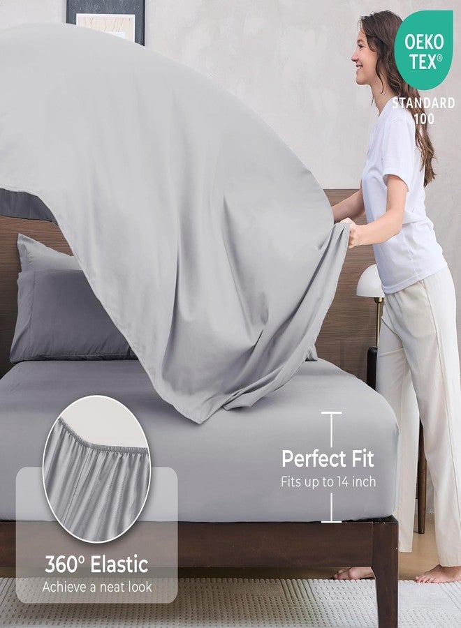 HEVUMYI Light Grey Twin Comforter Set - 5-Piece All Season Bed in a Bag Twin, Ultra Soft Bedding Set with Comforter, Flat Sheet, Fitted Sheet, Pillowcases, Pillow Shams, Light Gray - Image 5