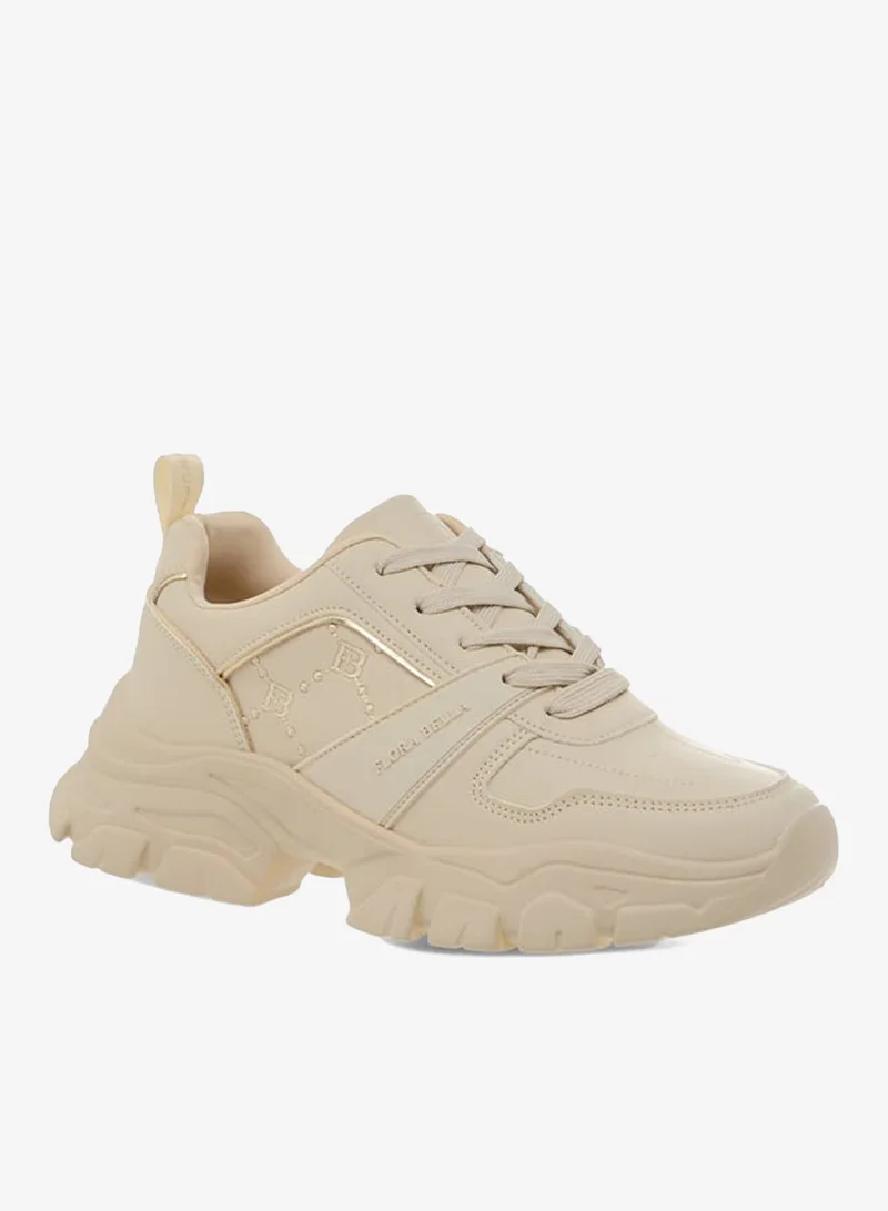 Flora Bella By Shoexpress Women Logo Embroidered Sneakers with Lace-Up Closure