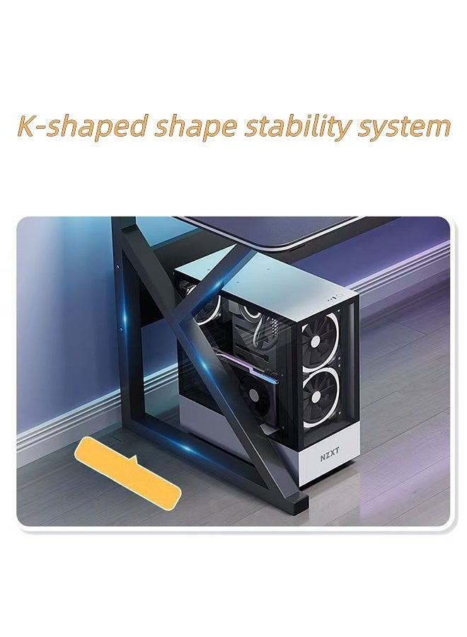 JCB CHIC Desktop Computer E-sports Table, Ergonomic Lage Gaming Table, K-Shaped Computer Desk, Home Office Workstation, Space-saving, Easy to Assemble(120×60×73cm) - Image 4