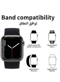 INFOSUN INFOSUN Watch Band for Apple Watch 42mm 44mm 45mm 49mm Strap, Adjustable Braided Women Men Replacement Bands Stretchable Elastic Sport Wristband for Watch Ultra Series 8 7 6 SE 5 4 3 2 1,Black  - Image 2