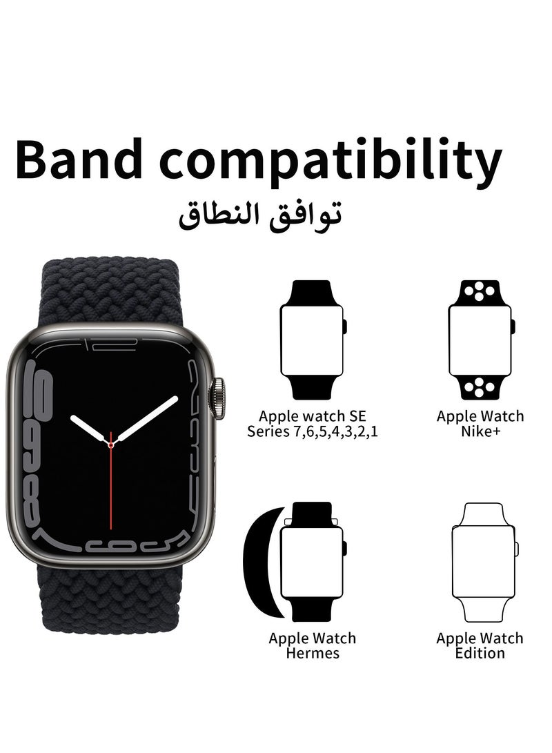 INFOSUN INFOSUN Watch Band for Apple Watch 42mm 44mm 45mm 49mm Strap, Adjustable Braided Women Men Replacement Bands Stretchable Elastic Sport Wristband for Watch Ultra Series 8 7 6 SE 5 4 3 2 1,Black - Image 2