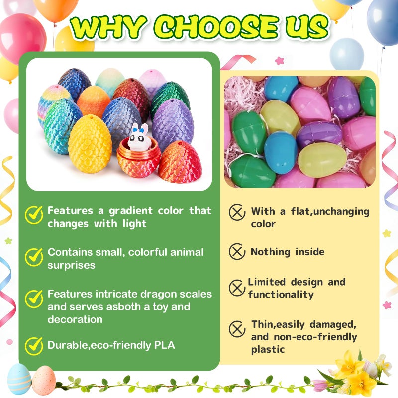 YILCER 24pcs Mini Dragon Eggs & Animals Prefilled Easter Eggs Easter Basket Essentials&Stuffers Surprise Toy Eggs with Mini Animals Inside Fidget Sensory Toys for Kids - Image 5