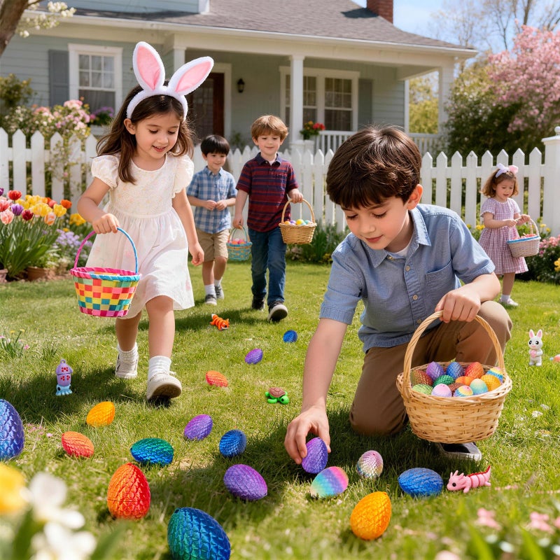 YILCER 24pcs Mini Dragon Eggs & Animals Prefilled Easter Eggs Easter Basket Essentials&Stuffers Surprise Toy Eggs with Mini Animals Inside Fidget Sensory Toys for Kids - Image 2