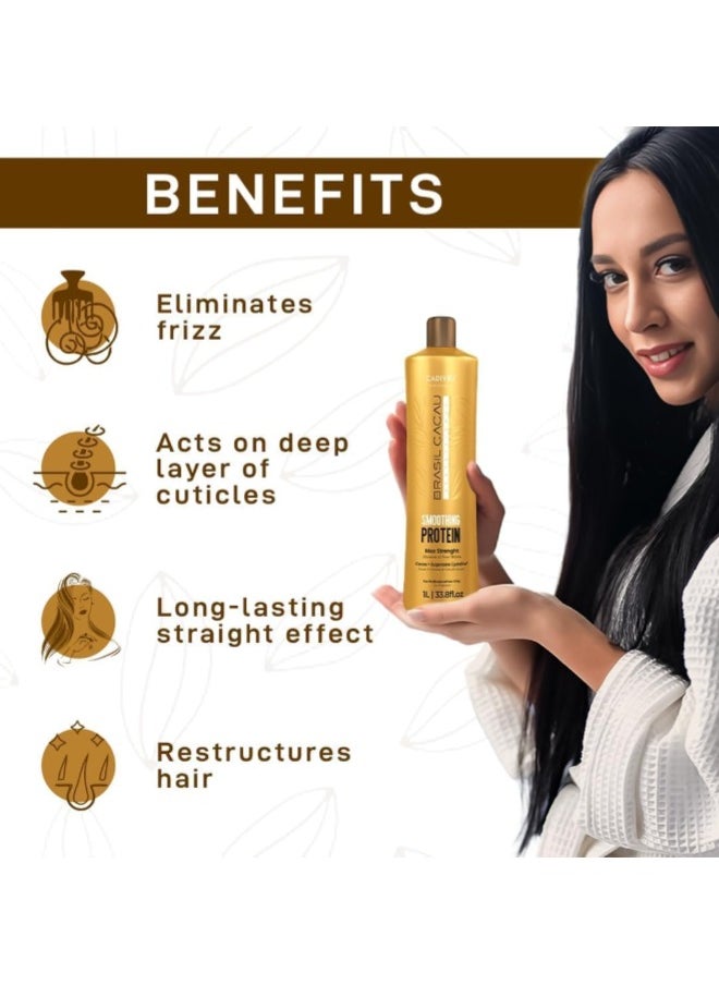 Brasil Cacau Brasil Cacau Smoothing Protein Set 1000ml x 3 – Complete Anti-Frizz Keratin Treatment with Anti-Residue Shampoo, Smoothing Protein & Deep Conditioning Mask  - Image 4