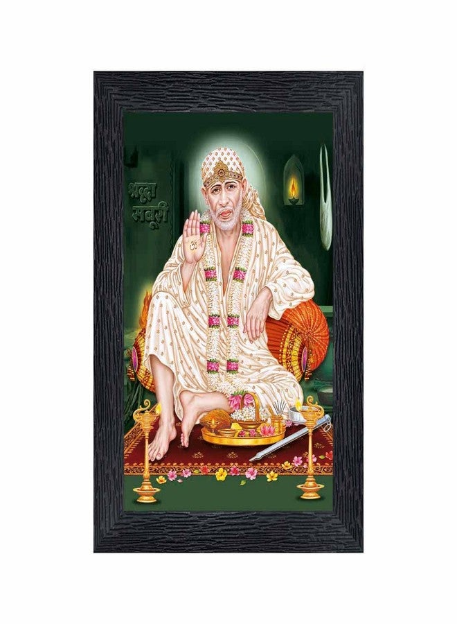 pnf Poster And Frames Sai Baba Wooden Photo Frame With Acrylic Sheet | For Living, Pooja Room | Home Decoration Item | Best Gifting Option (8x6inch) 206921 - Image 1