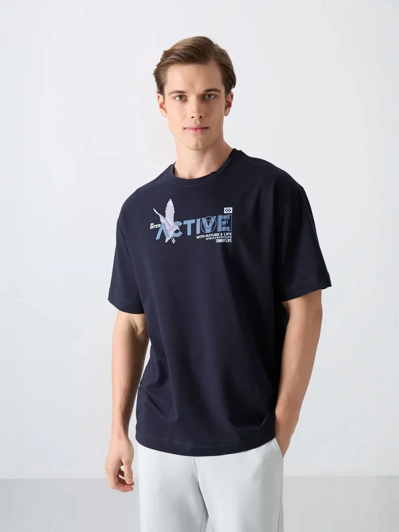 تومي لايف TOMMY Oversized Printed Crew Neck T-Shirt