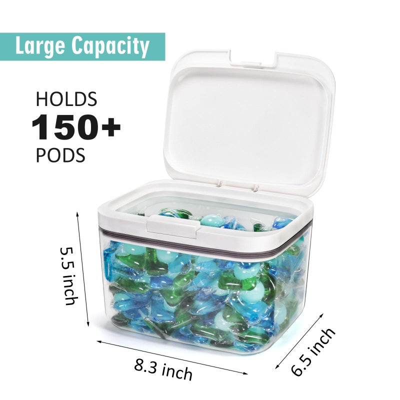 Pensino Laundry Pods Container Laundry Pod Holder with Lid  Laundry Room Storage Container for Detergent Pods Laundry Powder Scent Booster Container with Scoop - Image 2