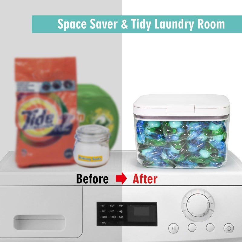 Pensino Laundry Pods Container Laundry Pod Holder with Lid  Laundry Room Storage Container for Detergent Pods Laundry Powder Scent Booster Container with Scoop - Image 4