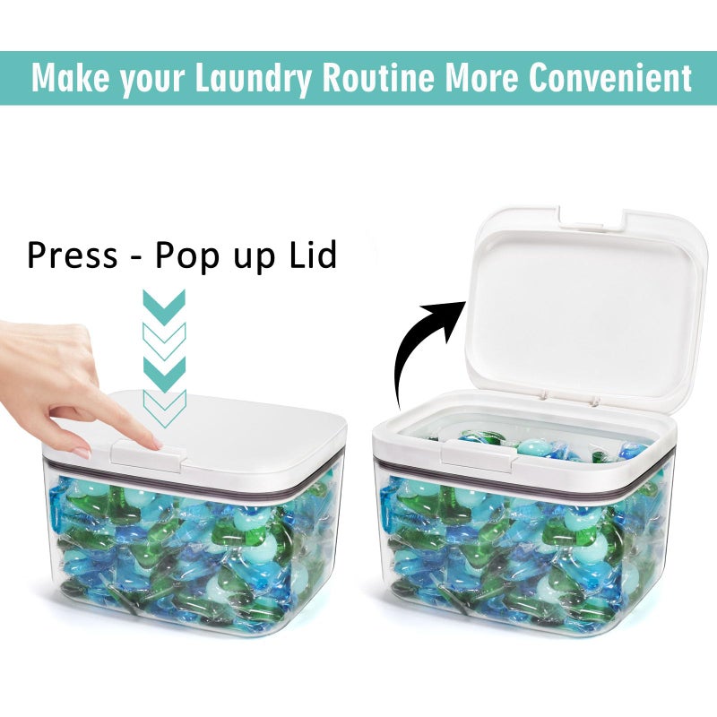 Pensino Laundry Pods Container Laundry Pod Holder with Lid  Laundry Room Storage Container for Detergent Pods Laundry Powder Scent Booster Container with Scoop - Image 3
