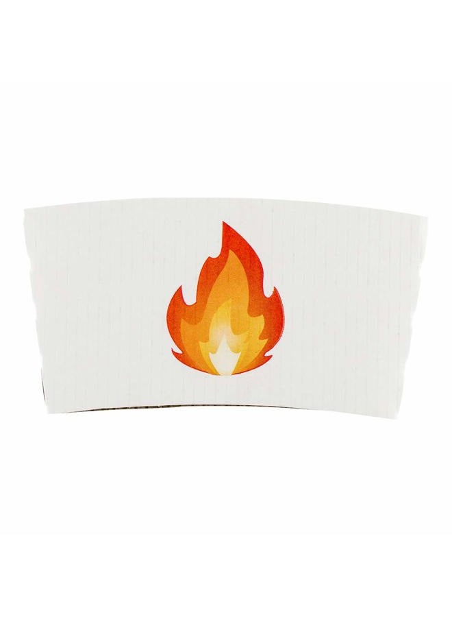 Restaurantware SLEEVES ONLY: Restpresso 5.1 x 2.8 Inch Coffee Cup Sleeves, 50 Corrugated Hot Cup Sleeves - Fire Emoji, Heat-Tolerant, White Paper Disposable Coffee Sleeves, Secure Grip - Restaurantware - Image 2