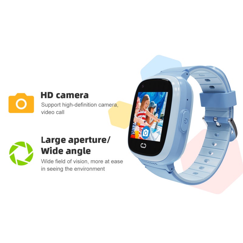 4G Kids Smart Watch - Blue HD Video Calling Real-Time Location SOS Calling IP67 Waterproof 650mAh Battery for Kids And Parents Daily Use - Image 2