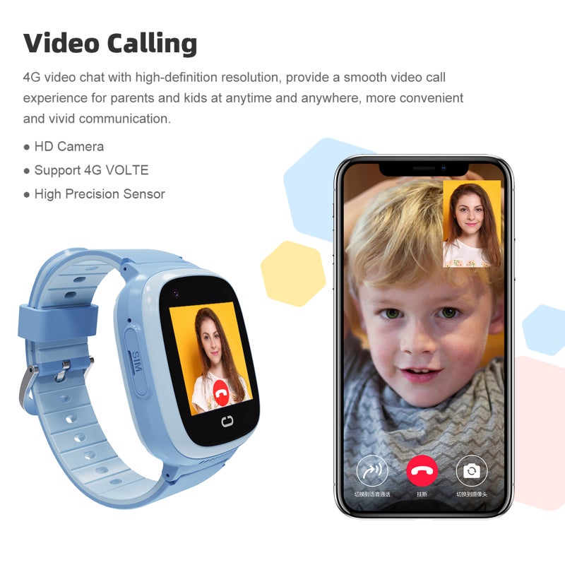 4G Kids Smart Watch - Blue HD Video Calling Real-Time Location SOS Calling IP67 Waterproof 650mAh Battery for Kids And Parents Daily Use - Image 5