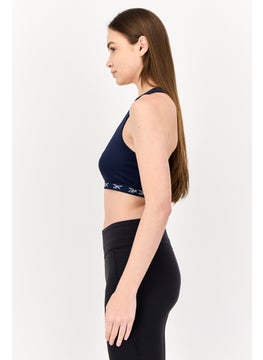 Reebok Women Sportswear Fit Non Padded Brand Logo Sports Bra, Navy  - Image 2