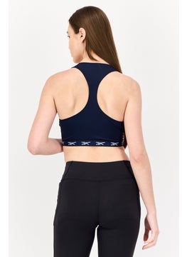 Reebok Women Sportswear Fit Non Padded Brand Logo Sports Bra, Navy  - Image 3