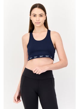 Reebok Women Sportswear Fit Non Padded Brand Logo Sports Bra, Navy  - Image 1