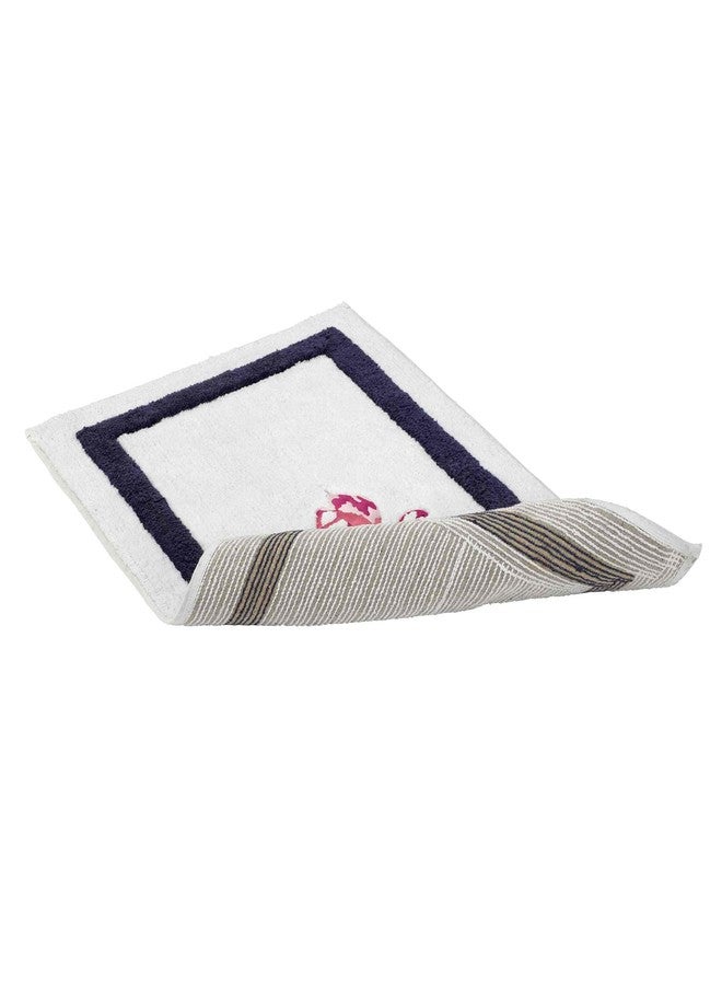 IZOD - Bath Mat, Cotton Bath Rug with Navy Border, Non-Skid Latex Backing, Embroidered Bath Decor (Flamingo Collection, 20" x 32") - Image 3
